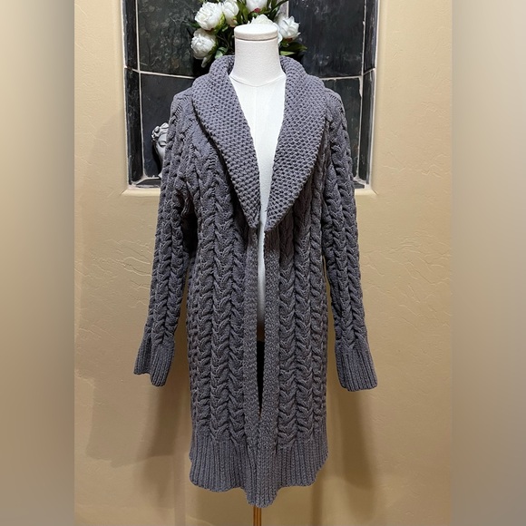 POL Open Front Cable Knit Chunky Sweater Open Cardigan Size Large - Picture 1 of 8